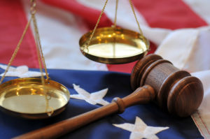 Gavel and flag - American justice